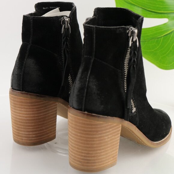 Dolce Vita Womens Lanie Boots Size 9.5 Black Suede Block Heel Distressed Booties - Picture 4 of 12